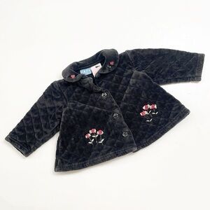 Baby Headquarters baby girls black floral quilted jacket